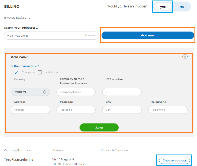 How do I manage my billing addresses – Pixartprinting - UK