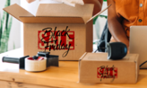 shipping boxes promoting black friday